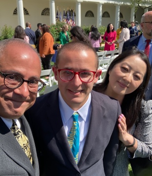 Selfie with my son Nicholas and Anna Perng, Senior Advisor, Office of Public Engagement for the White House—so appreciative of Anna's work in support of the event and her generous efforts for me and Nicholas.